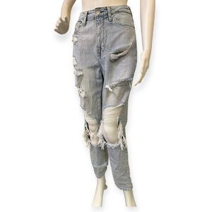 Ultra High waist Distressed Short Mom Jeans